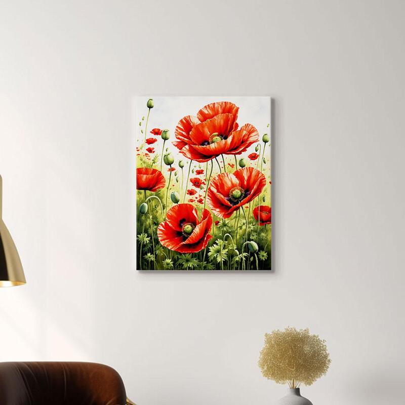 인테리어그림 캔버스액자 거실 카페 갤러리 공간액자 세로형 바람에 실린 양귀비 꽃