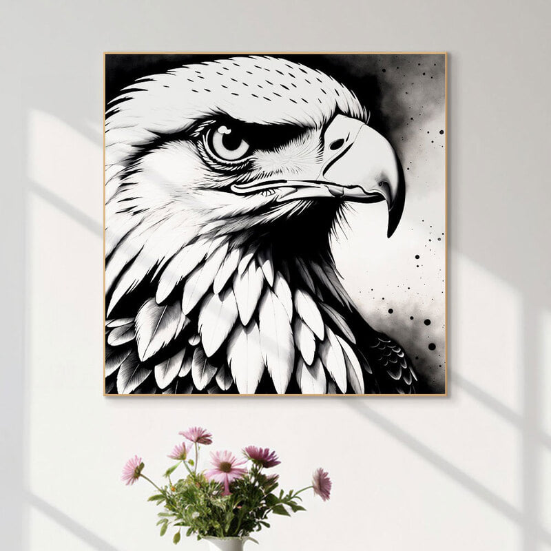정사각형 인테리어그림 캔버스액자 독수리의 흑백 초상