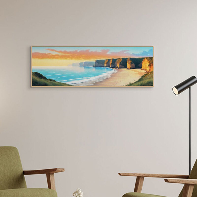 파노라마 인테리어그림 캔버스액자 거실 카페 갤러리 공간액자 노을이 내려앉은 해변