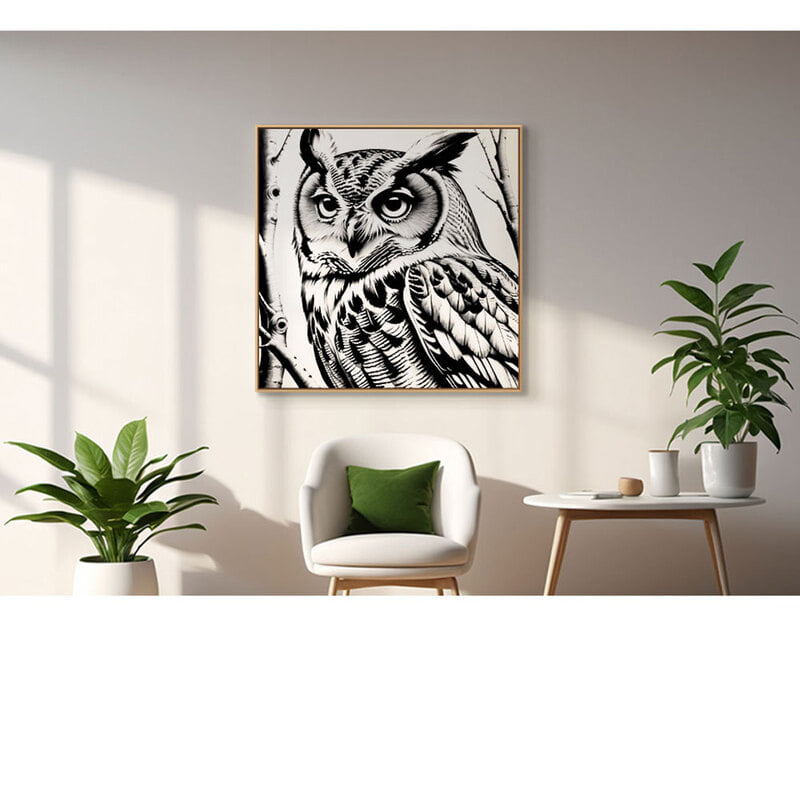 정사각형 인테리어그림 캔버스액자 부엉이의 초상