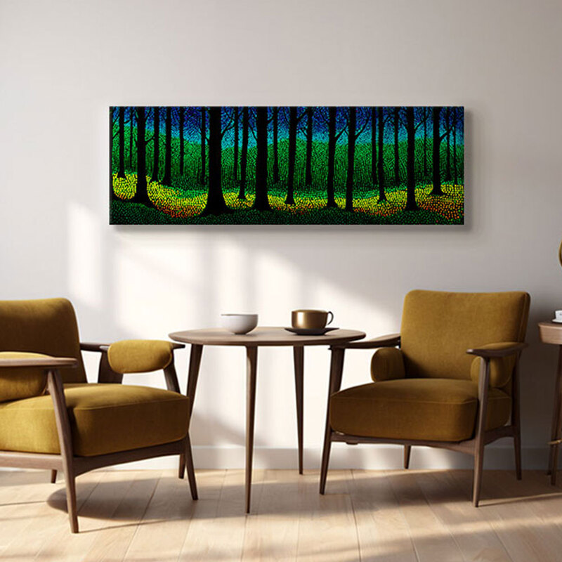 파노라마 인테리어그림 캔버스액자 거실 카페 갤러리 공간액자 숲의 네온 빛