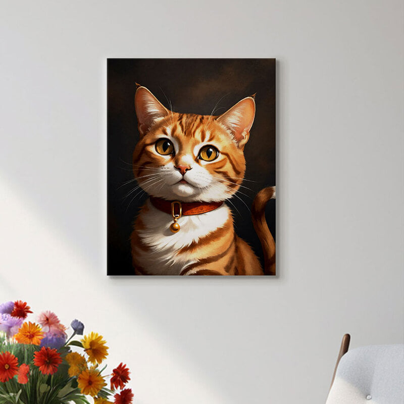 인테리어그림 캔버스액자 거실 카페 갤러리 공간액자 세로형 호기심 가득한 고양이