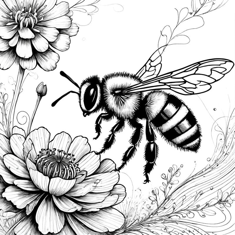 정사각형 인테리어그림 캔버스액자 모노크롬 꿀벌