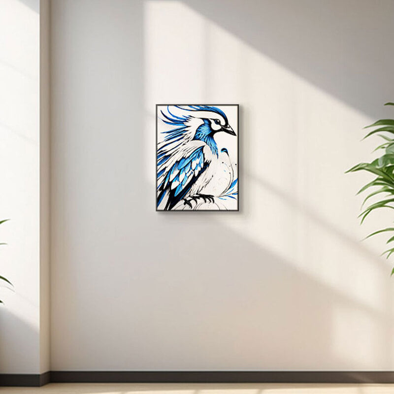 인테리어그림 캔버스액자 거실 카페 갤러리 공간액자 세로형 유려한 푸른 깃털의 비상