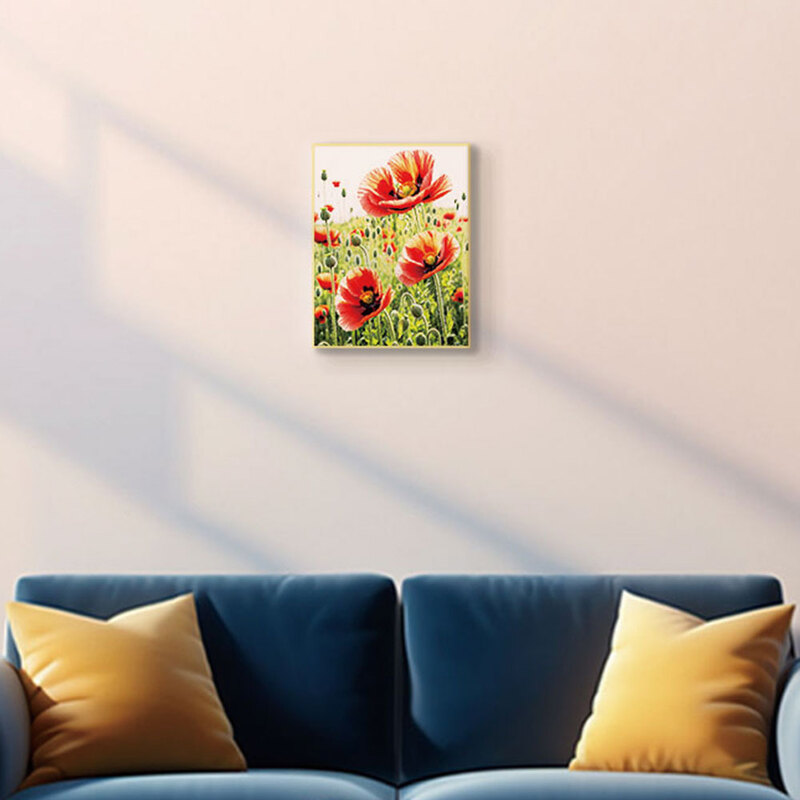 인테리어그림 캔버스액자 거실 카페 갤러리 공간액자 세로형 양귀비 꽃밭의 향연