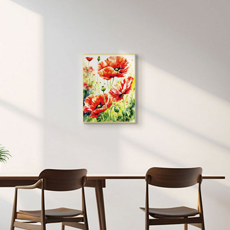 인테리어그림 캔버스액자 거실 카페 갤러리 공간액자 세로형 양귀비꽃의 아침