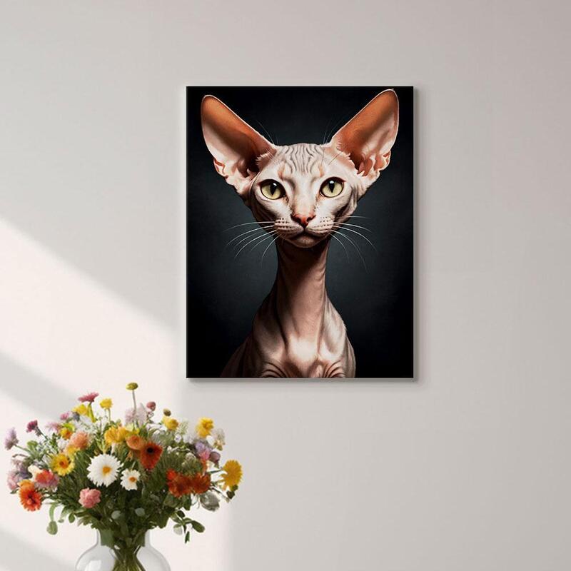 인테리어그림 캔버스액자 거실 카페 갤러리 공간액자 세로형 스핑크스 고양이