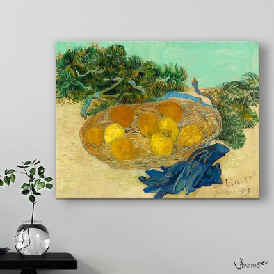 원화사이즈 명화액자 반 고흐 오렌지와 레몬 푸른 장갑이 있는 정물