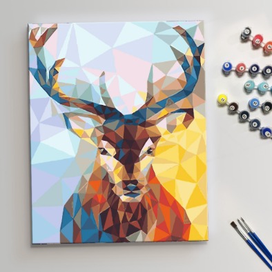 미술시간 DIY명화그리기 로우폴리 사슴 40x50 E776 도안 캔버스 물감 붓 페인팅 세트