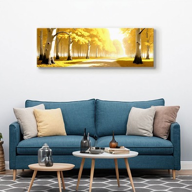 파노라마 인테리어그림 캔버스액자 거실 카페 갤러리 공간액자 가을의 금빛 언덕