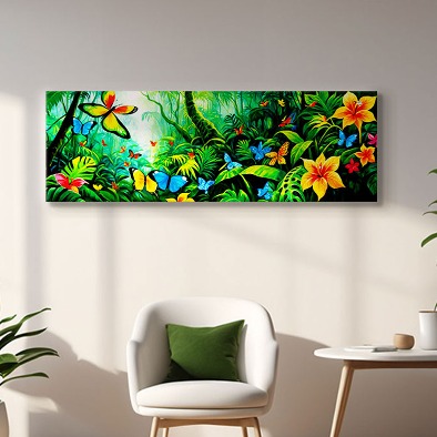 파노라마 인테리어그림 캔버스액자 거실 카페 갤러리 공간액자 열대 정원의 나비들