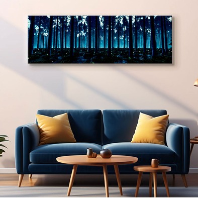 파노라마 인테리어그림 캔버스액자 거실 카페 갤러리 공간액자 숲의 신비로운 밤의 숲