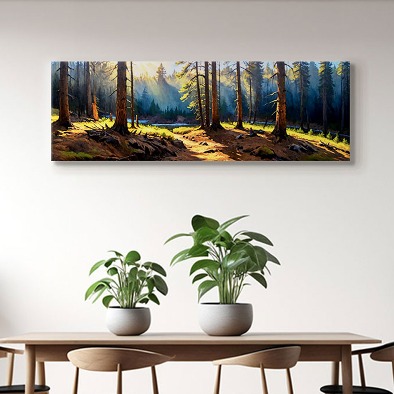 파노라마 인테리어그림 캔버스액자 거실 카페 갤러리 공간액자 숲속의 새벽 광선