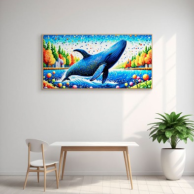 인테리어 그림 감성 캔버스액자 거실 카페 갤러리 공간 와이드액자 고래의 환상 수중 교향곡